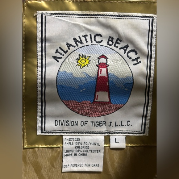 ATLANTIC BEACH Gold Metallic PVC Flare Raincoat - Picture 8 of 8